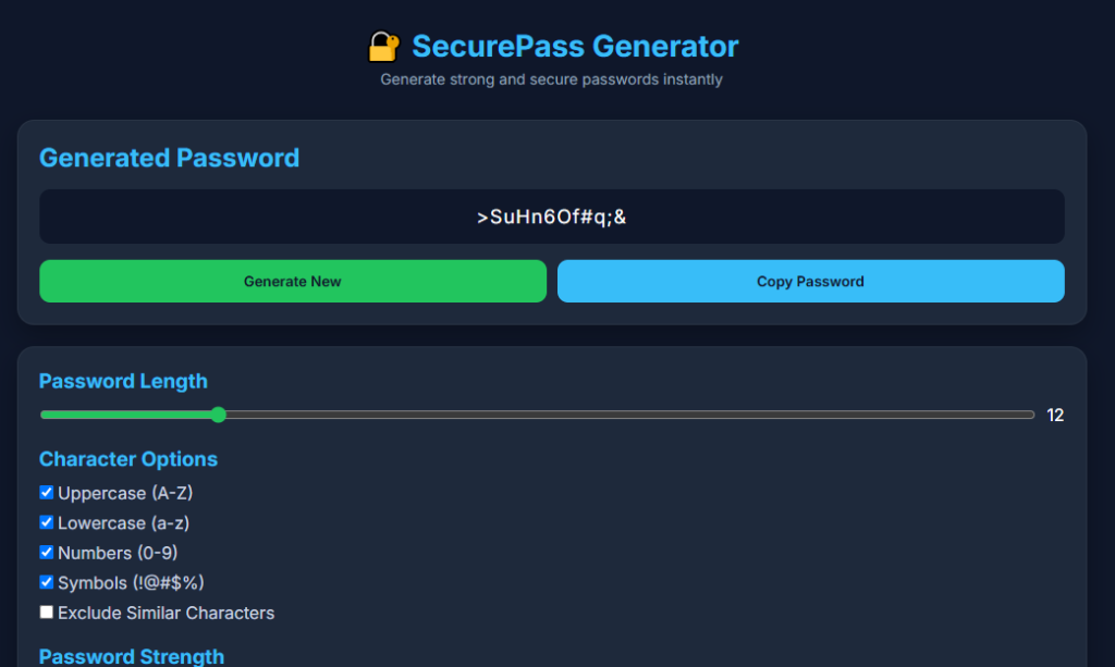 SecurePass- password generator