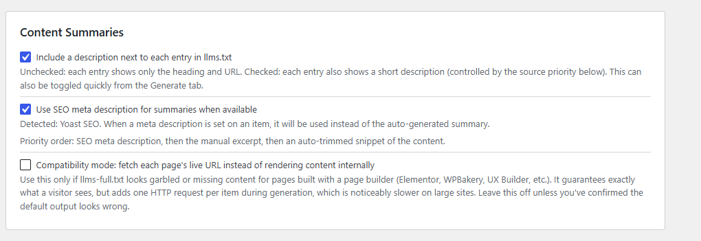 content summaries